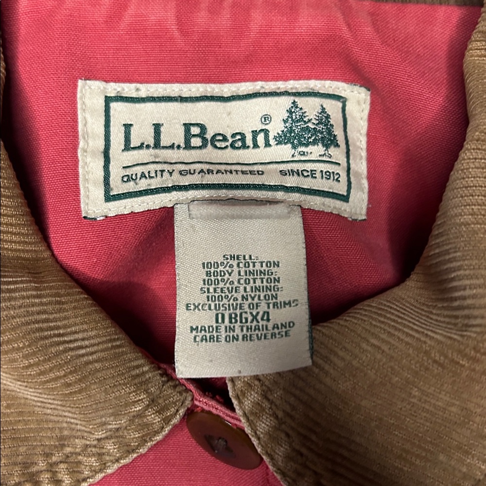 L.L. Bean Women’s Vintage Crimson Chore & Field Coat Brown Corduroy Collar Sz L - Picture 11 of 14